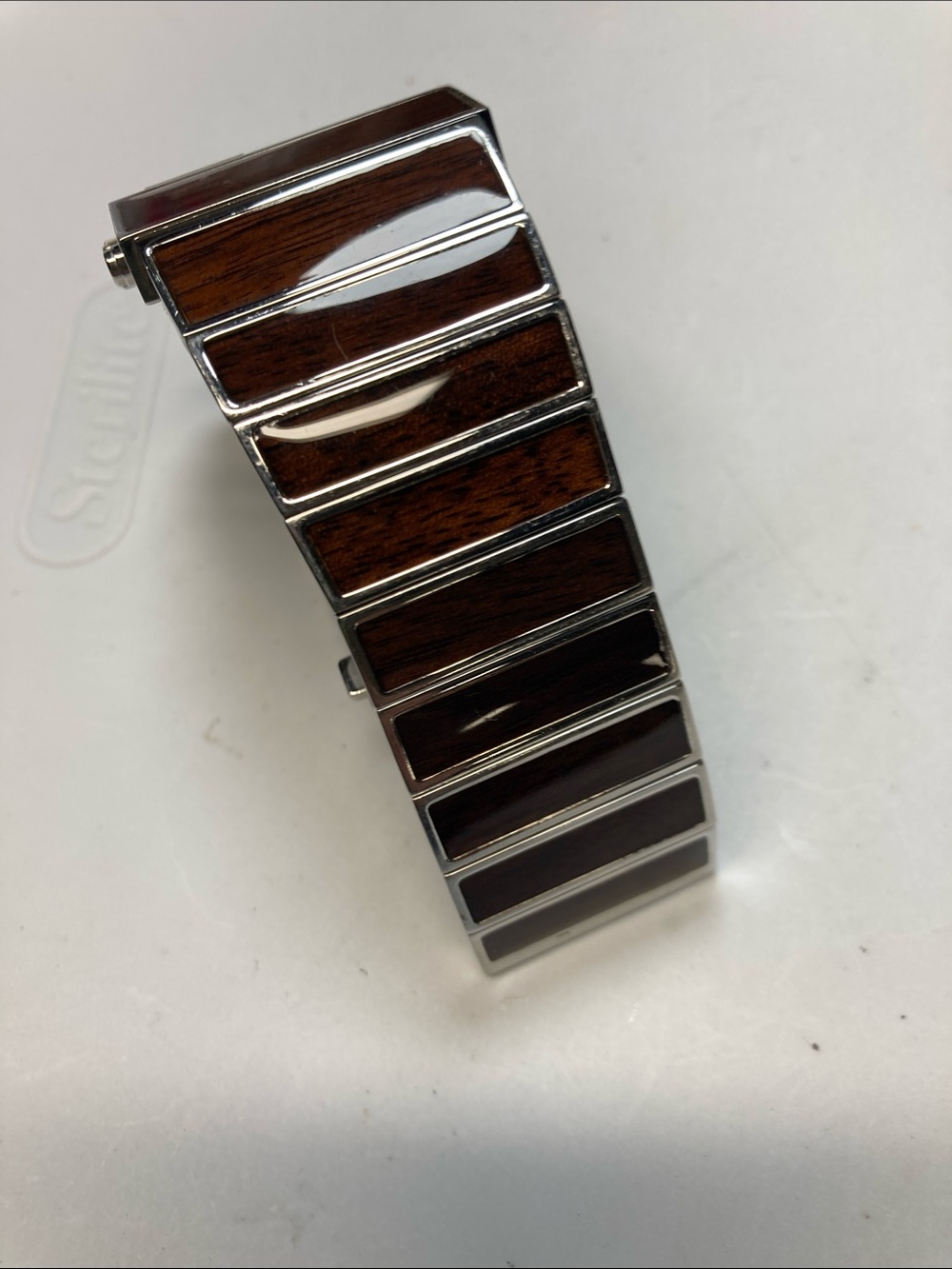 Nixon Rotolog, Silver and Dark Wood Inlay Bracelet Watch, new battery - Picture 8 of 16